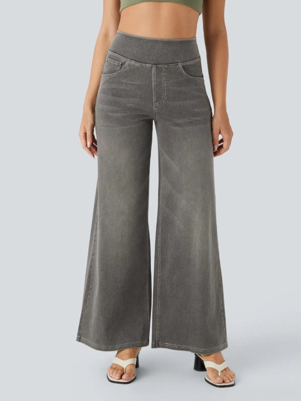 Halara Flex™ High Waisted Baggy Wide Leg Washed Casual Jeans NWT, Size M-Regular